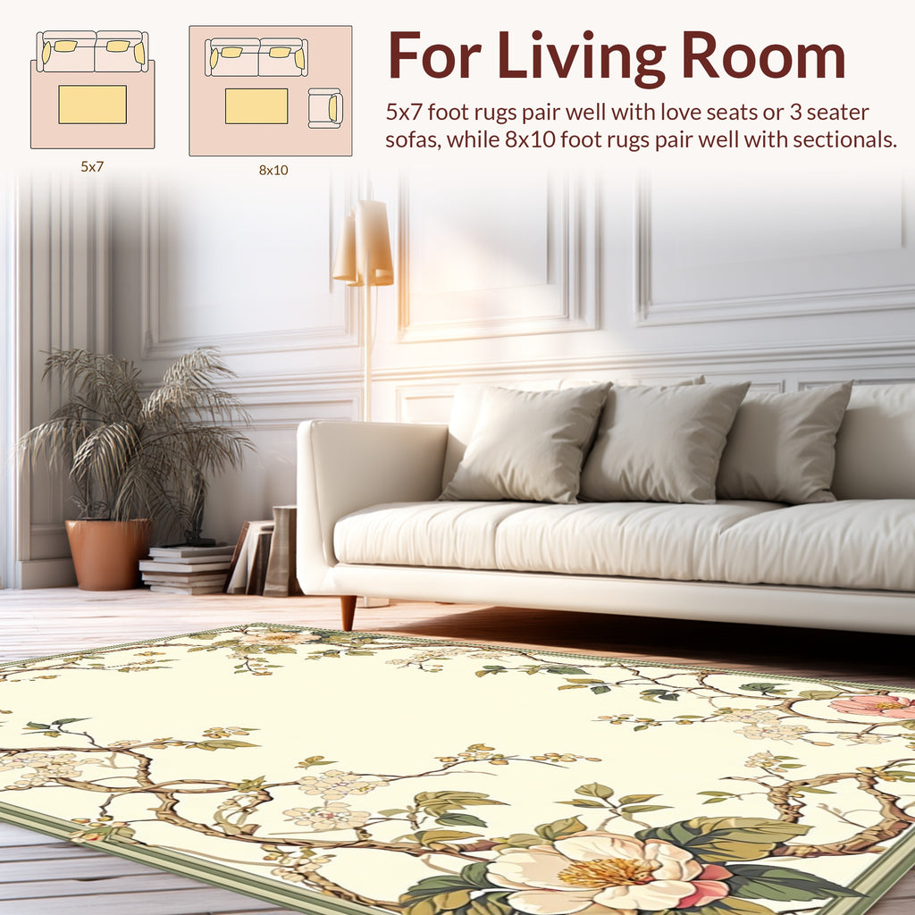 Vintage Floral Branch Design Rug