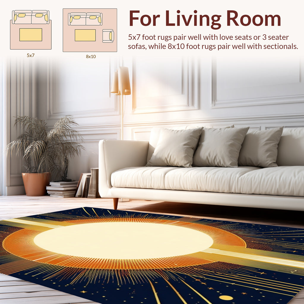 Radiant Sun burst Starry Night Rug