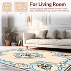 Cream Blue Classic Floral Motif Rug