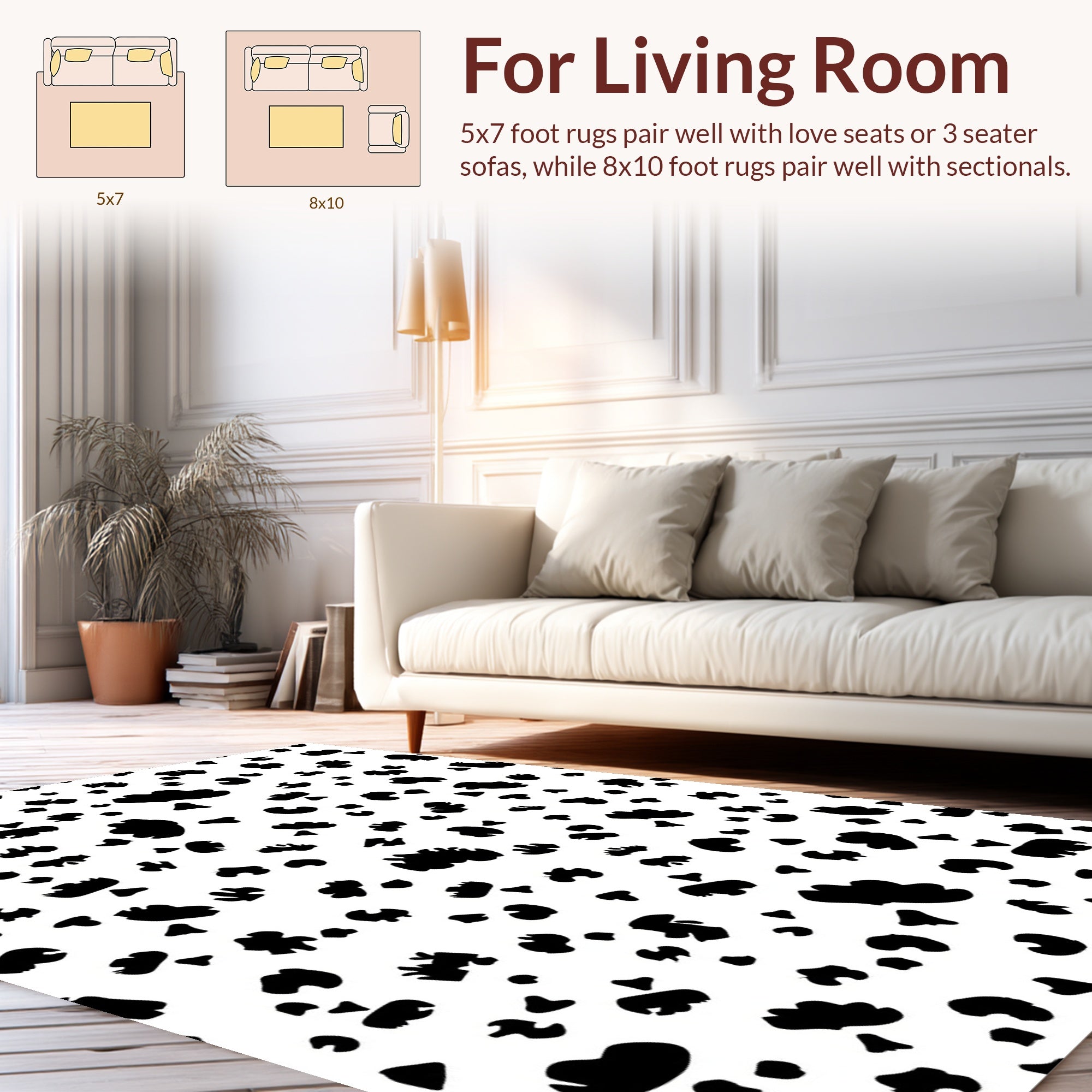 Bold Black Blotches Pattern Rug