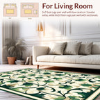 Elegant Green Cream Floral Medallion Rug