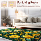Lush Yellow Floral Vine Pattern Rug
