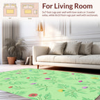 Floral Branch Pattern With Pink Yellow Blooms Rug