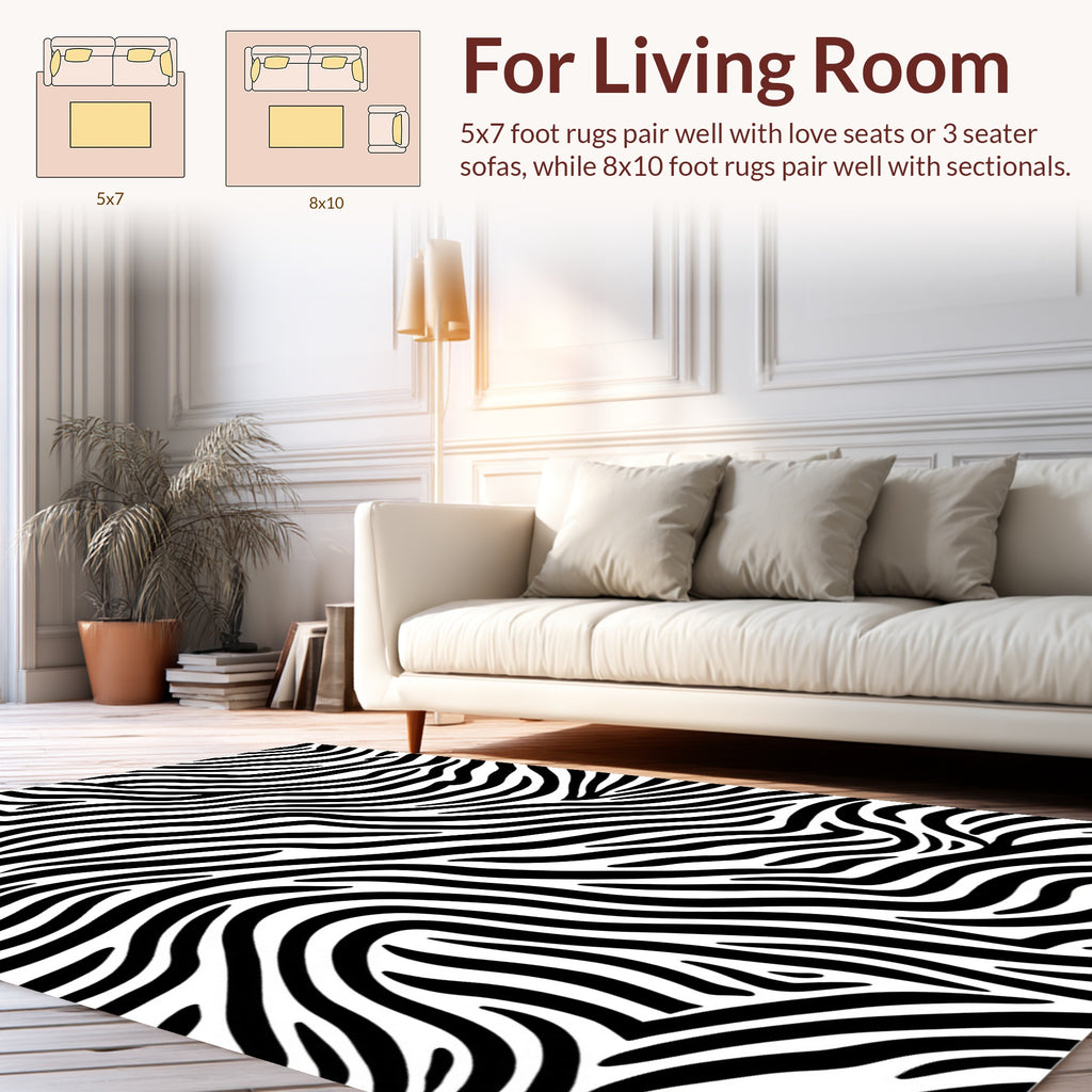 Bold Black White Animal Print Rug