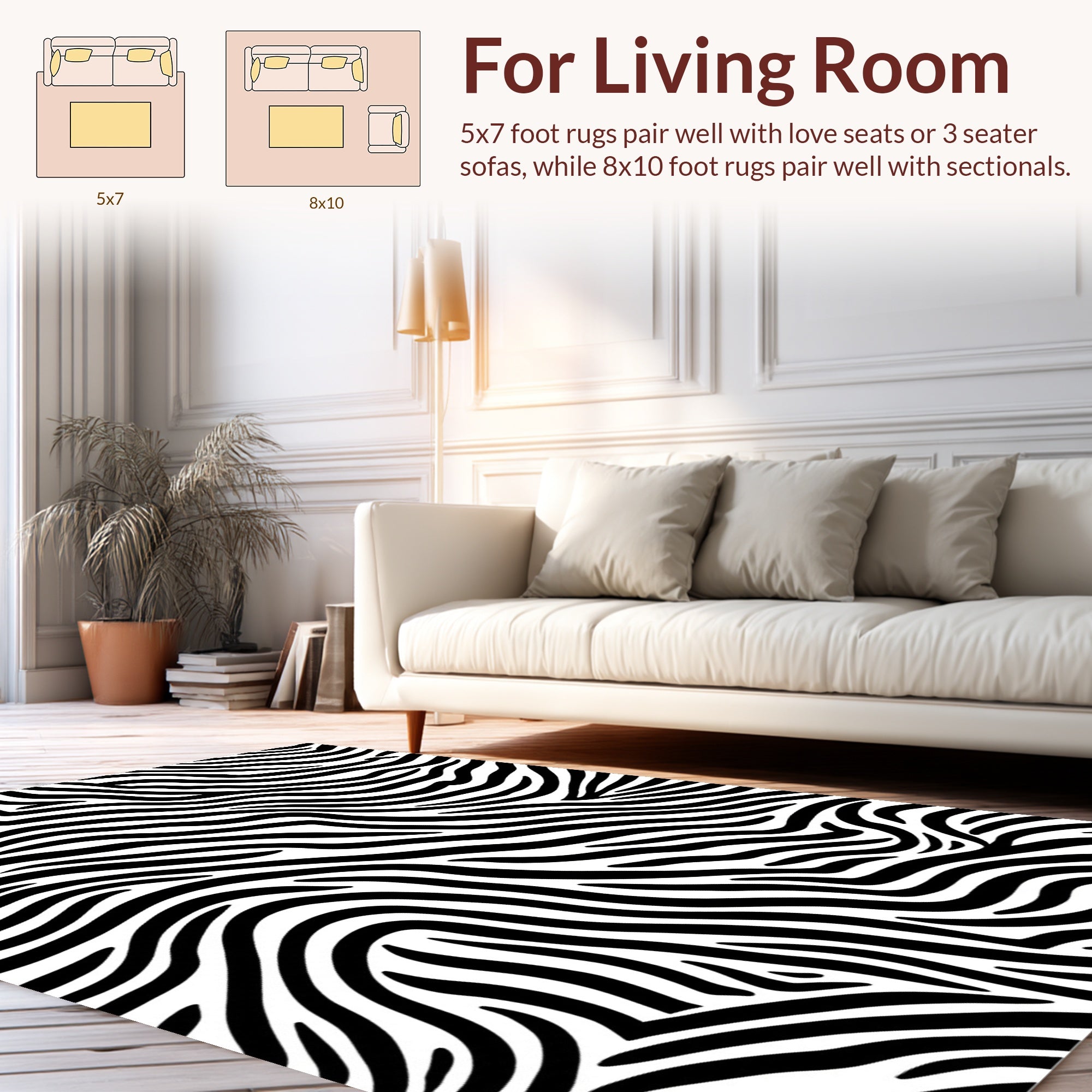 Bold Black White Animal Print Rug