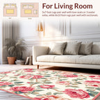 Pink Roses Vine Pattern Rug