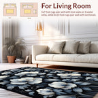Dark Floral Elegance Print Rug