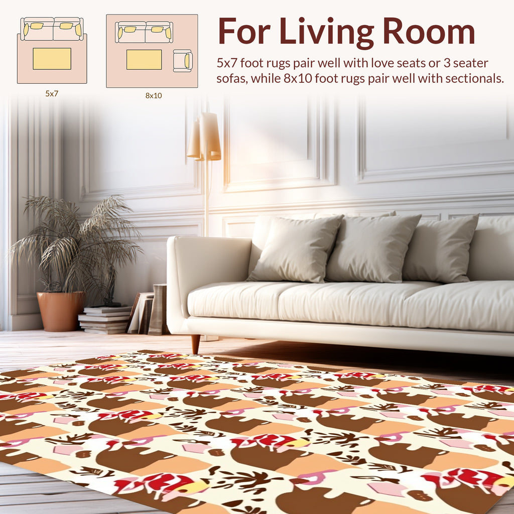Abstract Floral Shapes Cream Rug