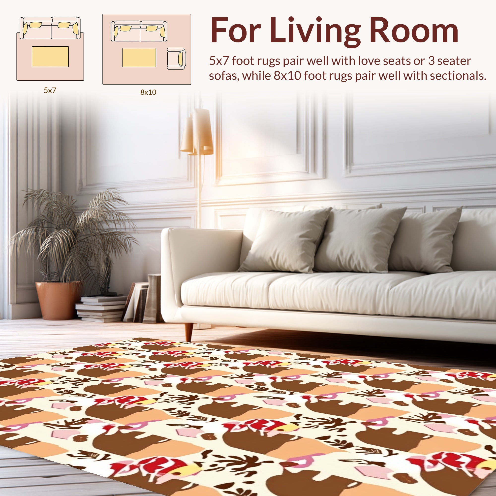Abstract Floral Shapes Cream Rug
