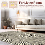 Swirl Pattern Black Cream Abstract Lines Rug