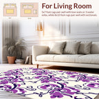 Abstract Purple Floral Whimsical Design Rug