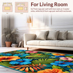 Tropical Floral Hibiscus Leaf Pattern Rug