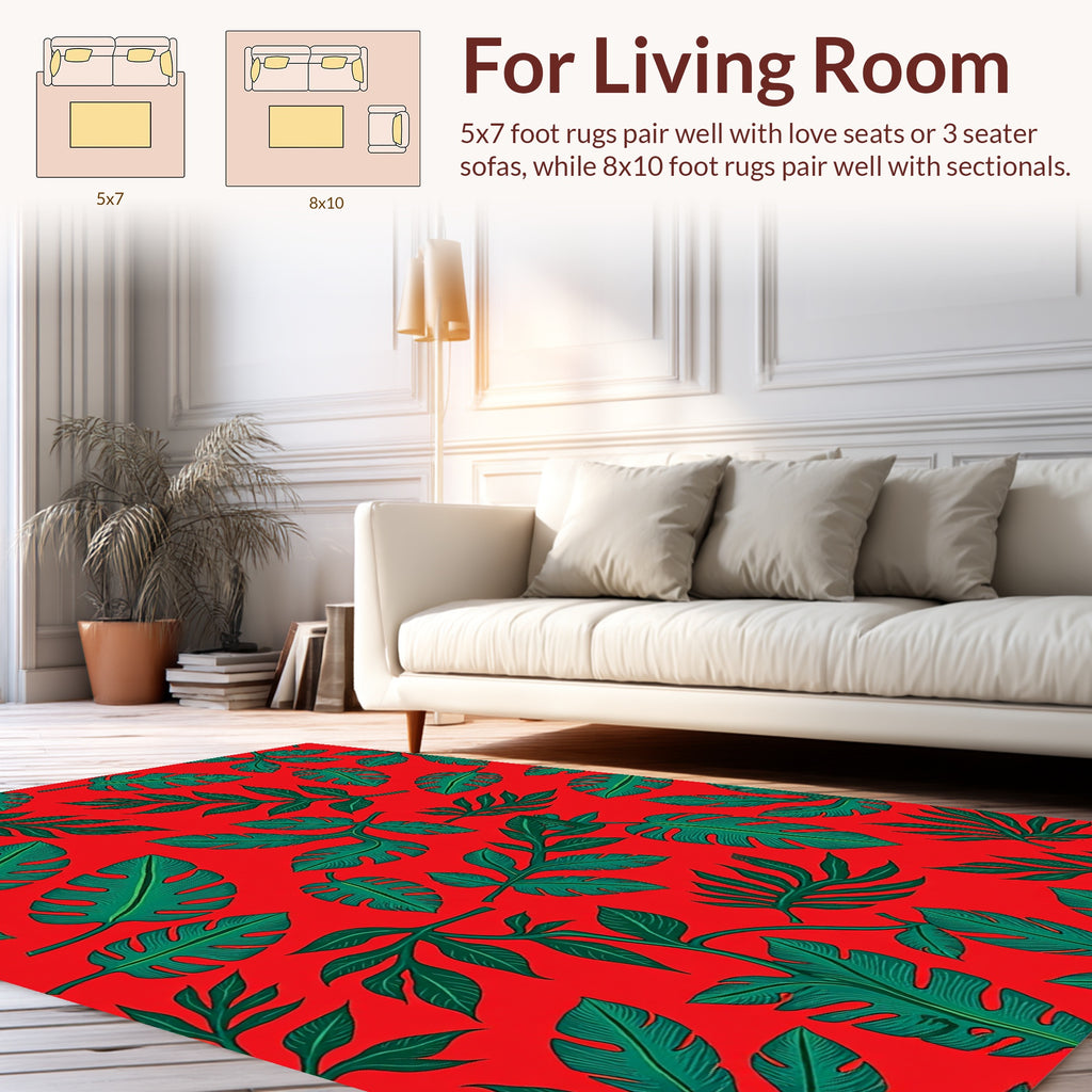 Emerald Foliage Tropical Pattern Rug