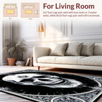 Ornate Black White Skull Rug