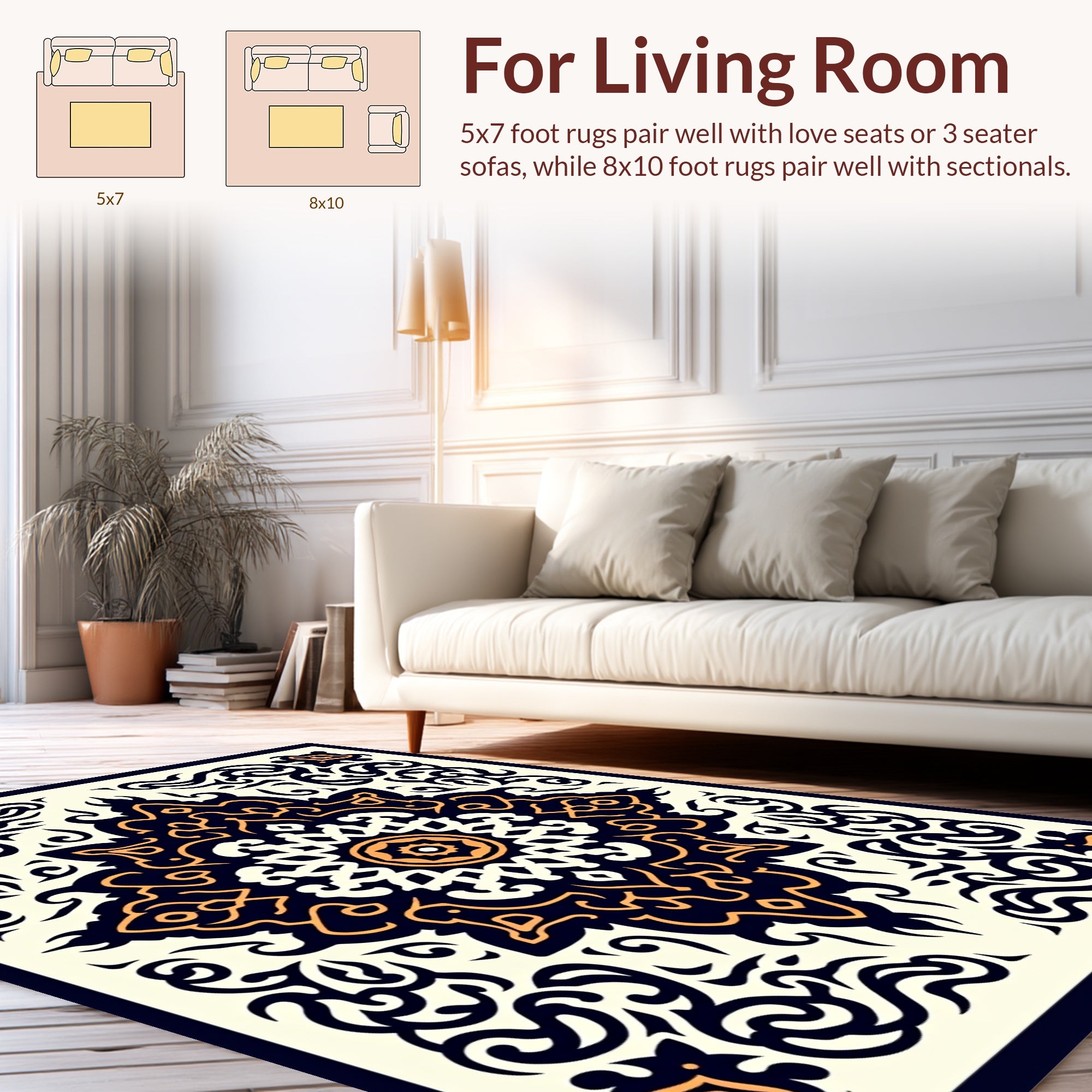 Intricate Floral Medallion Pattern Rug