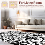 Abstract Organic Black White Pattern Rug
