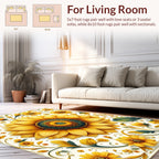 Golden Sunflower Botanical Pattern Rug