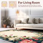 Vibrant Floral Hummingbird Scene Rug