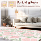 Pastel Pink Floral Garden Pattern Rug