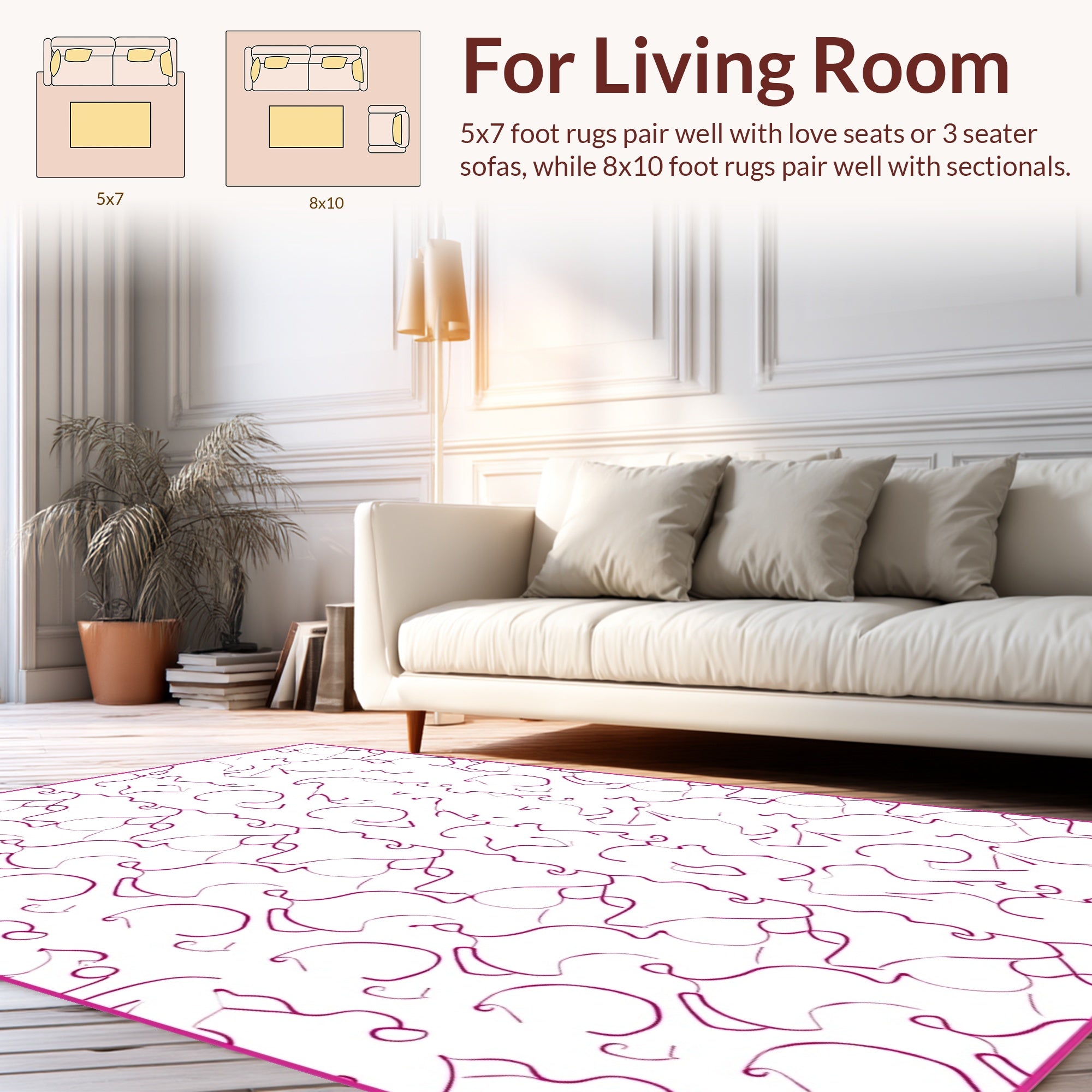 Minimalist Abstract Pink Line Art Rug