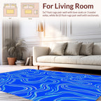 Abstract Wavy Blue White Swirl Rug