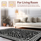 Intricate Black White Mandala Pattern Rug