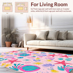 Whimsical Coral Starfish Pattern Rug