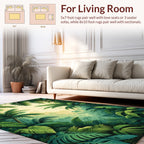 Lush Tropical Jungle Palm Foliage Design Rug