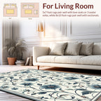Classic Blue Floral Vine Pattern Rug