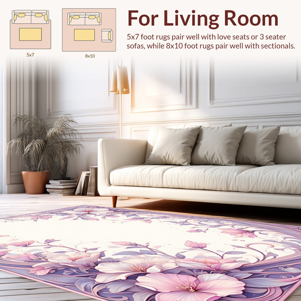 Delicate Floral Vine Pattern Rug