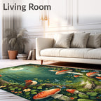 Enchanted Forest Path with Mushrooms and Birds Rug