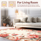 Coral Peony Floral Decorative Rug