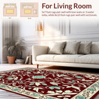 Rich Burgundy Floral Vines Design Rug