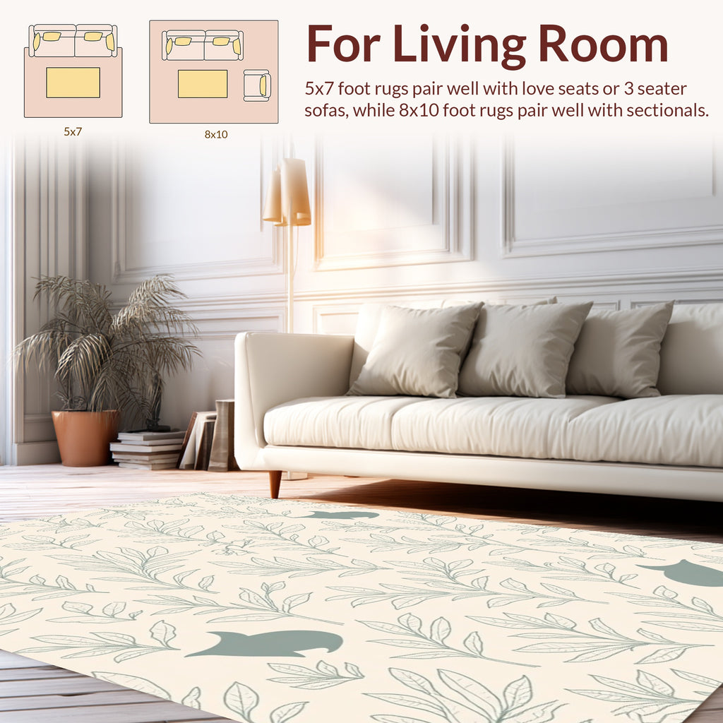 Whimsical Botanical Silhouette Pattern Rug