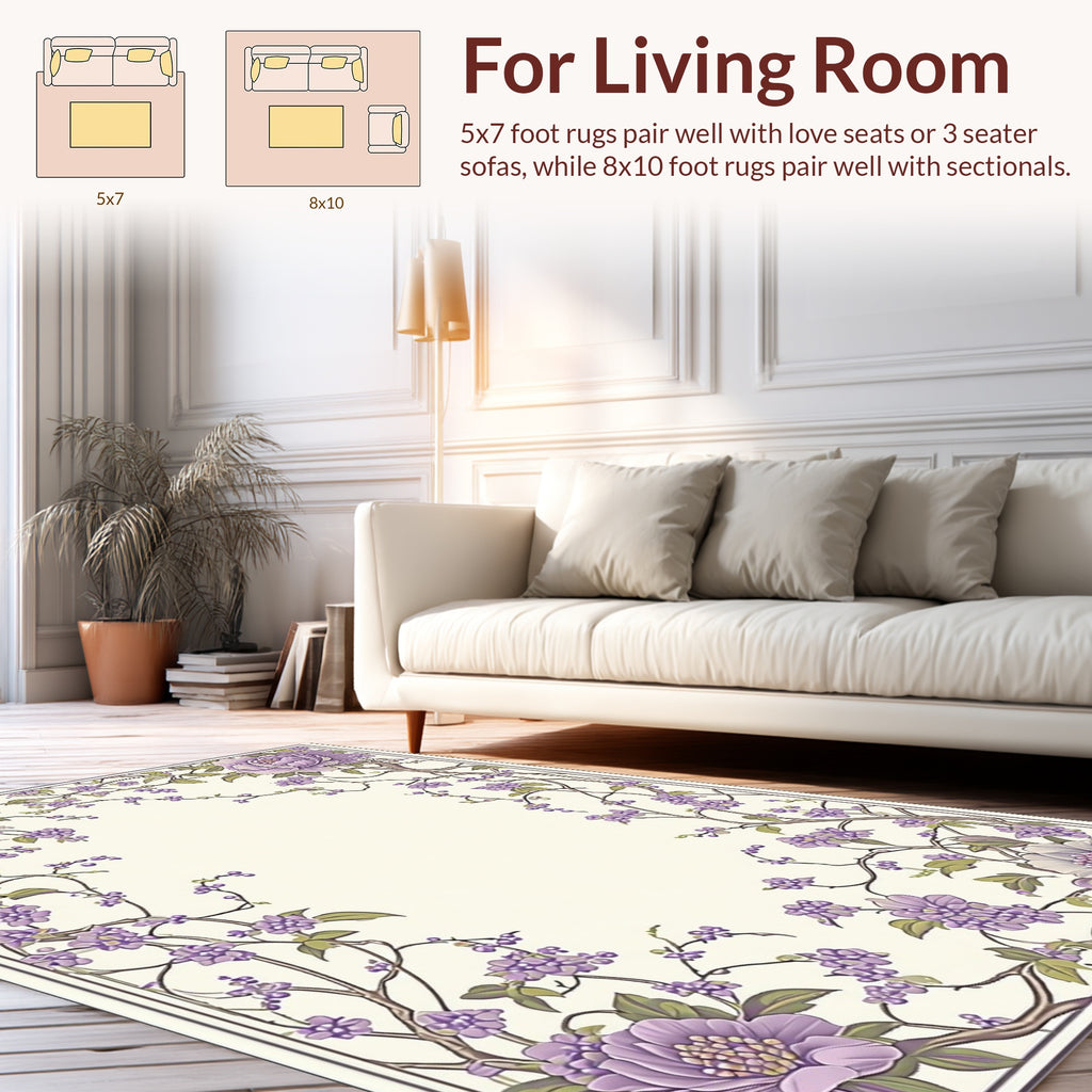 Purple Floral Vine Design Rug