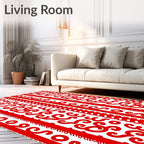 Bold Crimson Scroll Stair Runner Rug