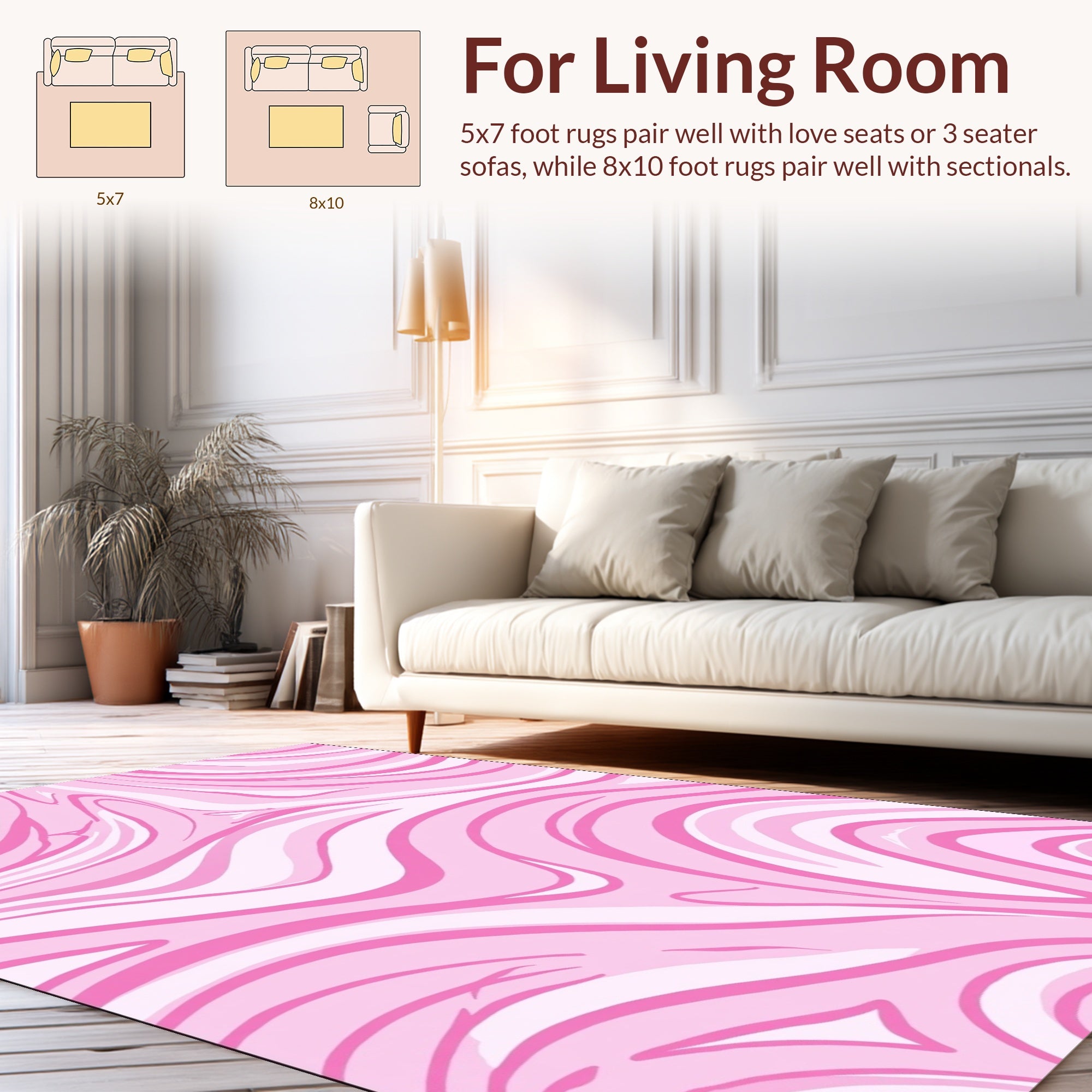 Pink Swirl Abstract Patterned Rug