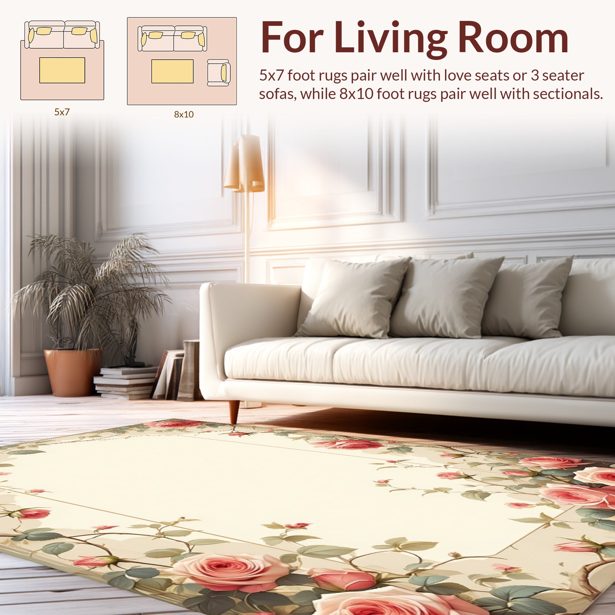 Vintage Rose Vine Border Rug