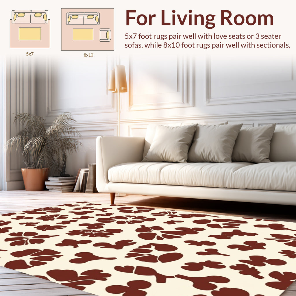 Brown Floral Silhouette Pattern Rug