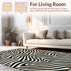 Abstract Black Cream Zebra Stripes Rug