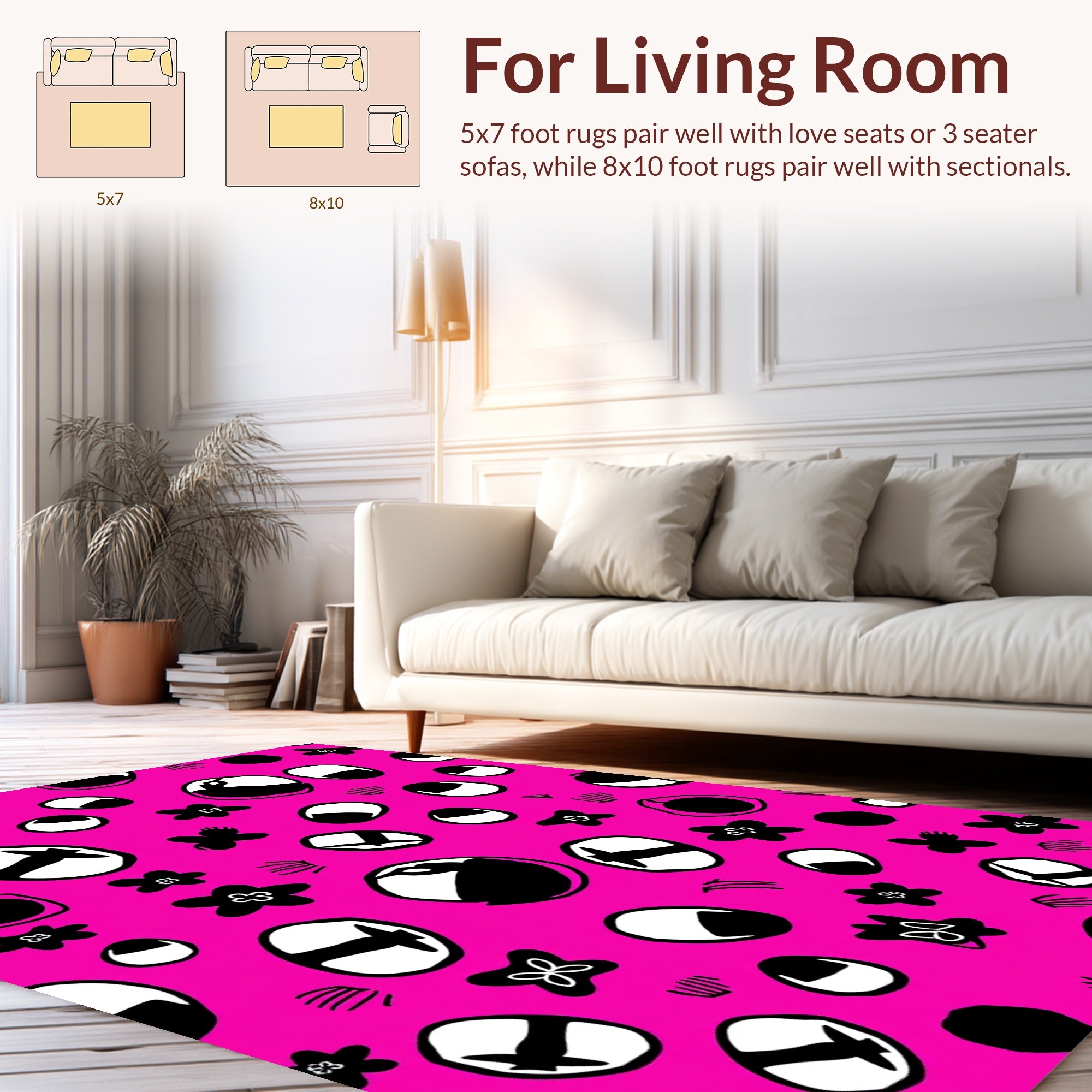 Abstract Floral And Eye Pattern Rug