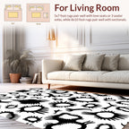 Abstract Organic Black White Pattern Rug