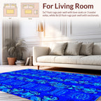 Abstract Blue Organic Flow Design Rug
