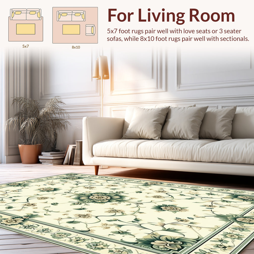 Vintage Floral Vine Garden Design Rug