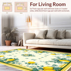 Lemon Blossom Floral Scroll Border Rug
