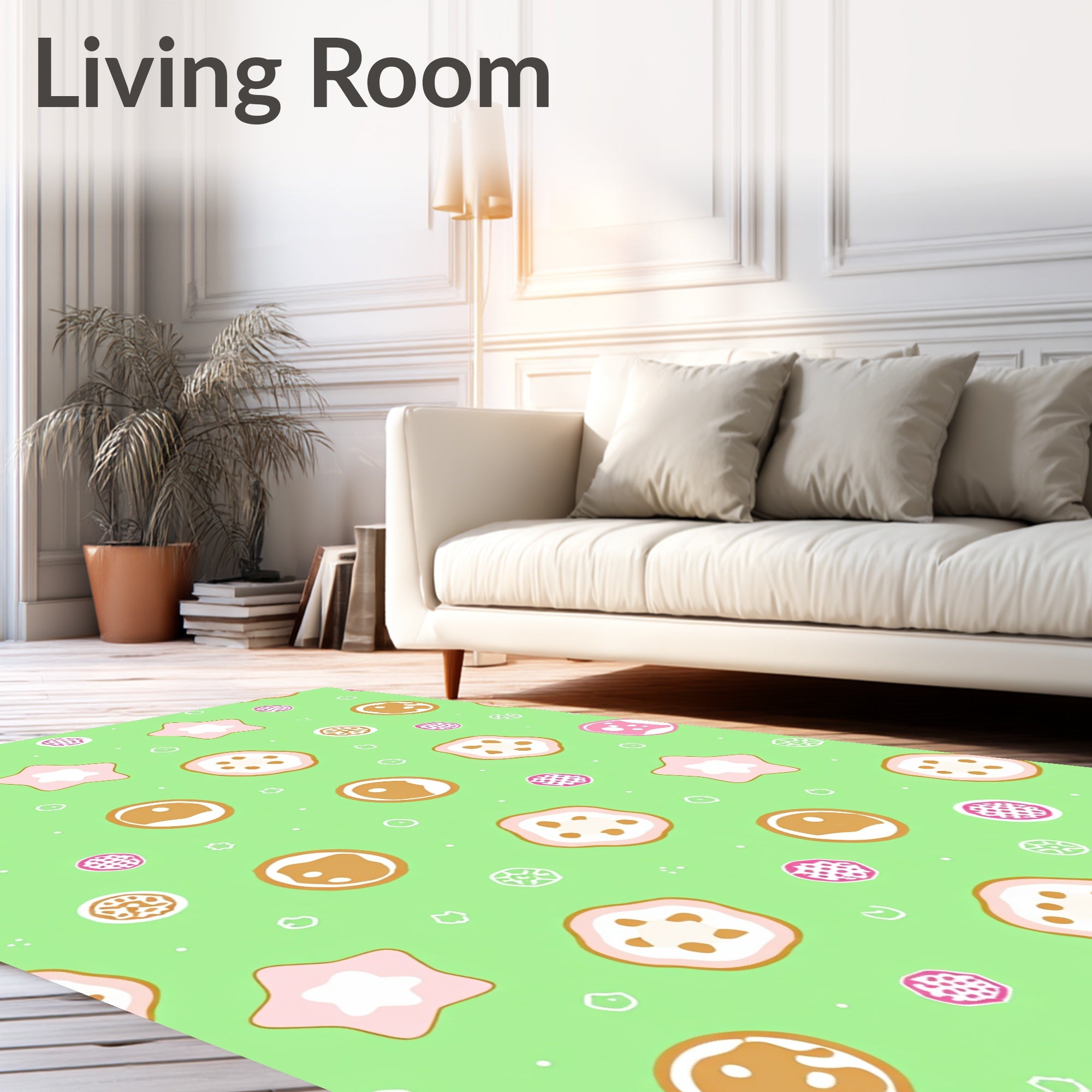 Whimsical Pink Star Doughnut Sprinkles Rug