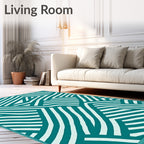 Teal White Intertwined Lines Rug