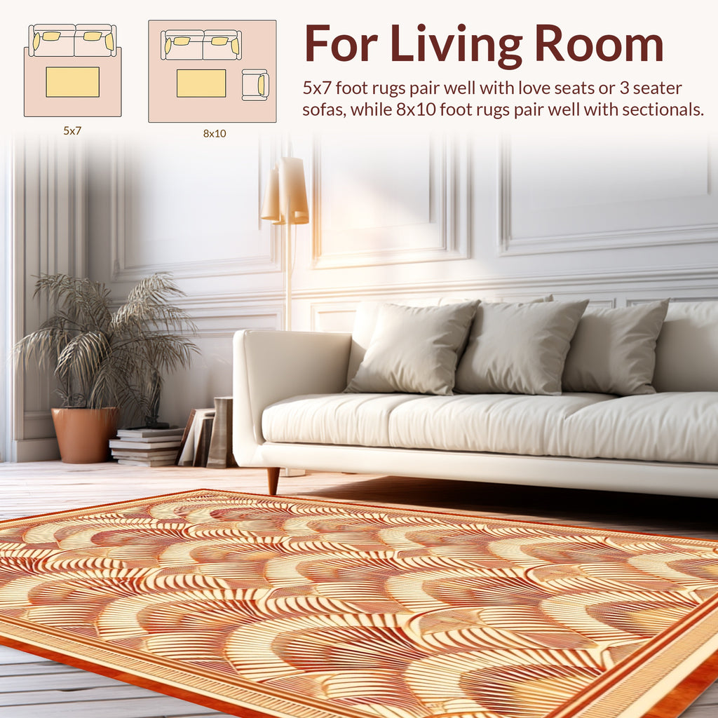 Gilded Fan Pattern Contemporary Rug