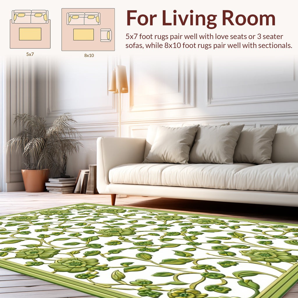 Embossed Floral Vine Pattern Rug