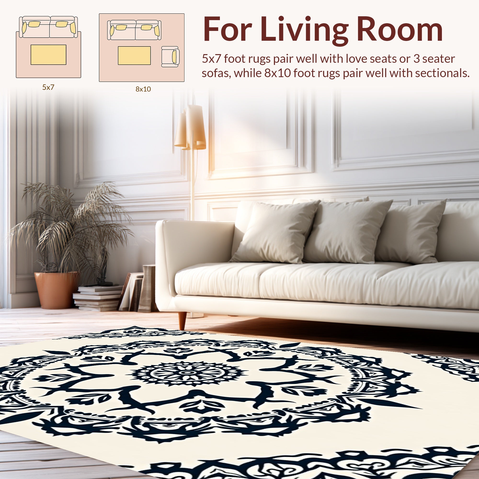 Intricate Floral Medallion Pattern Rug